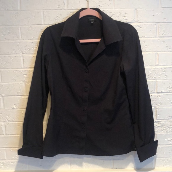 Talbots black long sleeve cotton top